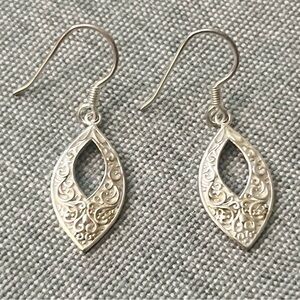 🗽Elegant Silver Filigree Earrings. Marquise Earrings in Sterling Silver 4.40 gr